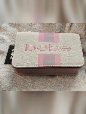 bebe Pink Stripe Canvas Wallet